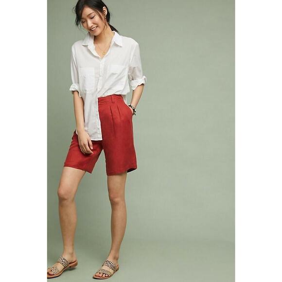 New Anthropologie Coastline Bermuda Shorts $98 RASPBERRY Size 24 - Picture 2 of 4